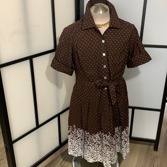 CONNECTED Women's Grandmacore Polka Dot Button Front Cotton Spring Size 14 BIN A - Picture 3 of 16